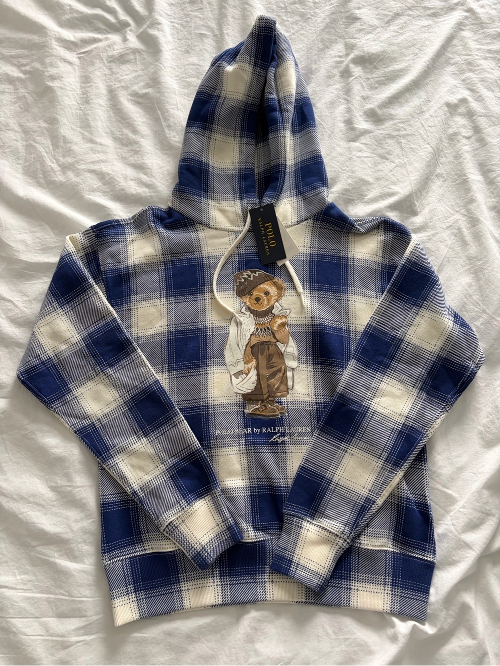 Polo Ralph Lauren Women’s Plaid Polo Bear Hoodie - Picture 2 of 14